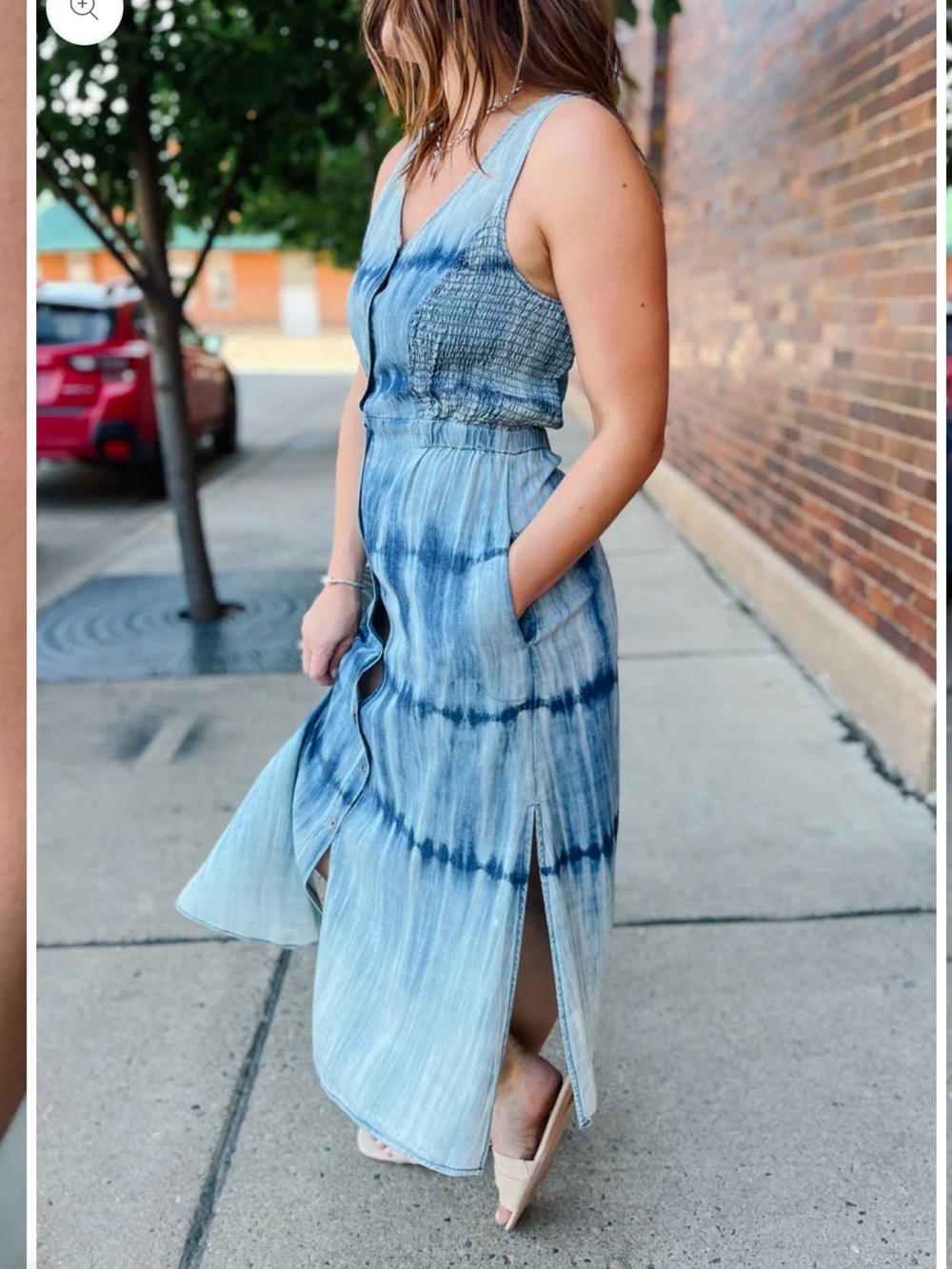 Velvet Heart Melita V-Neck Tencel Maxi Dress | Small | Tie Dye | Pockets